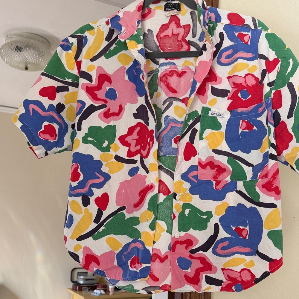 Colorful Floral Short-Sleeve Shirt - Multicolor
